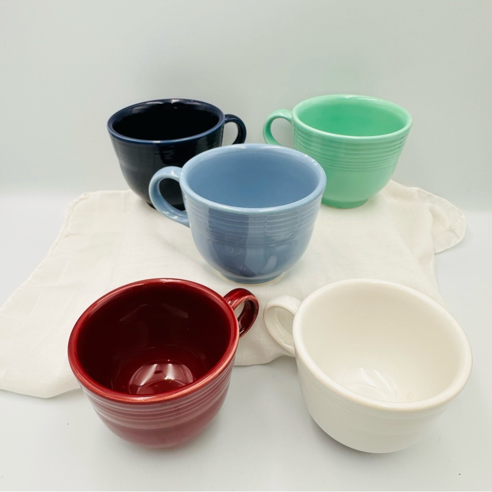 Set Of 5 Fiesta Homer Laughlin Coffee/Tea Cups Multicolor 2 Not Marked Preowned